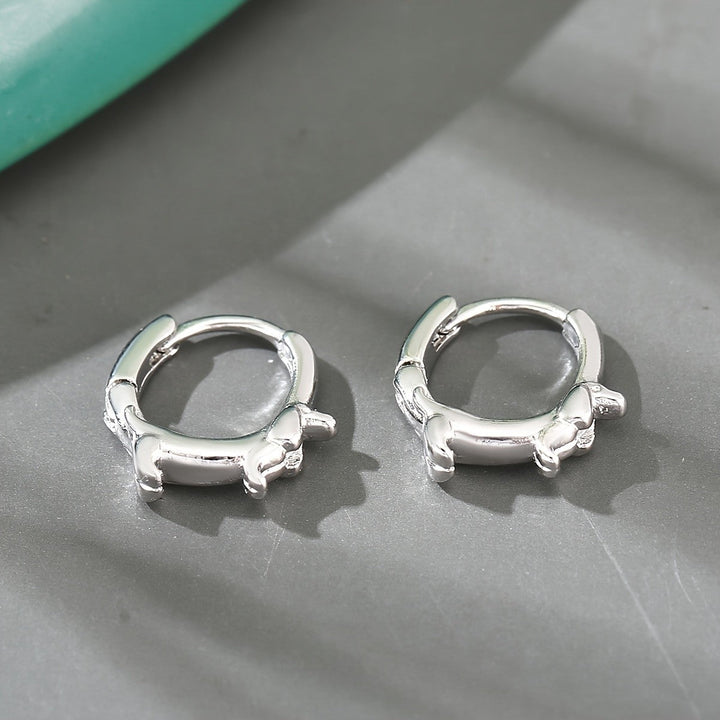 Dainty Dachshund Hoop Earrings
