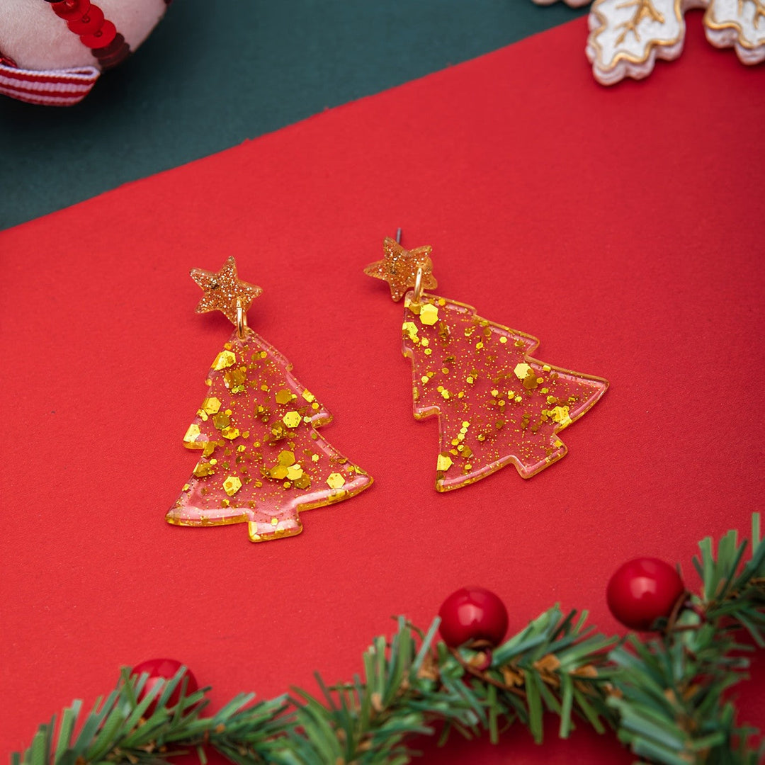 Festive Confetti Christmas Tree Earrings