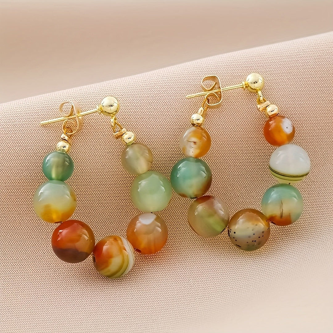 Boho Multicolor Agate Bead Earrings
