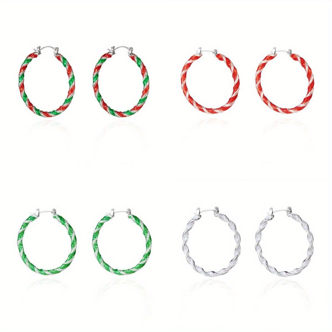 4pc Festive Twisted Hoop Earring Set