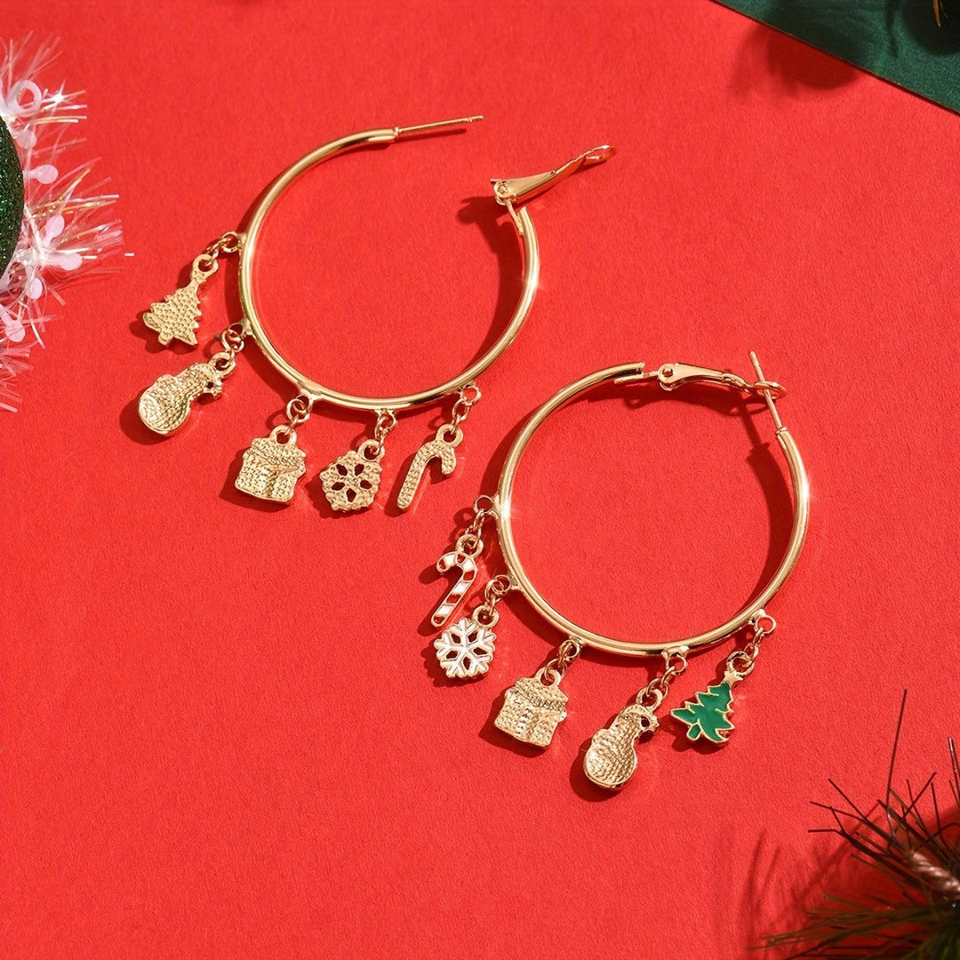 Elegant Christmas Charm Hoop Earrings
