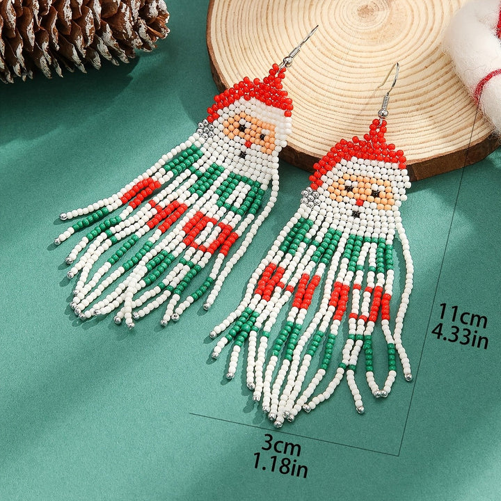 Boho Santa Beaded Fringe Earrings