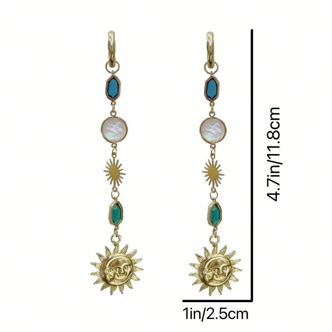 Elegant Sun Moon Dangle Earrings