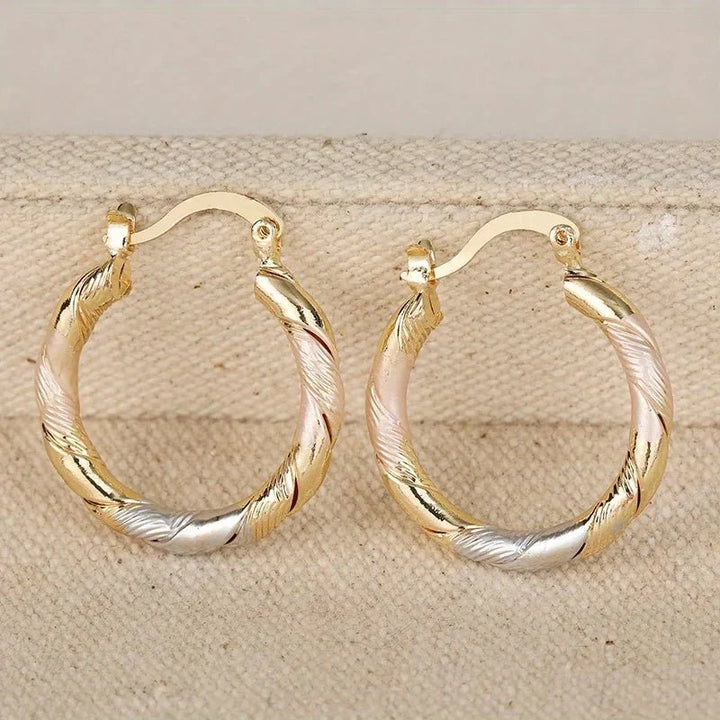 Triple Contrast Wrap Hoop Earrings