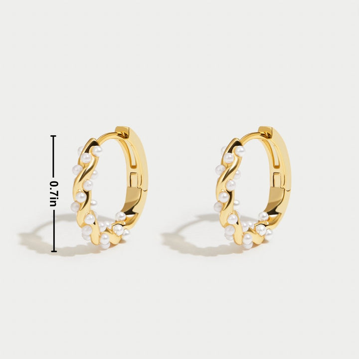 Twirled Pearl Hoop Earrings